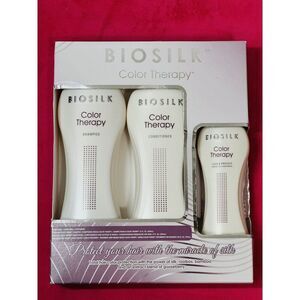 Biosilk Color Therapy Set Shampoo 12oz Conditioner 12oz & Lock & Protect 5.64 oz